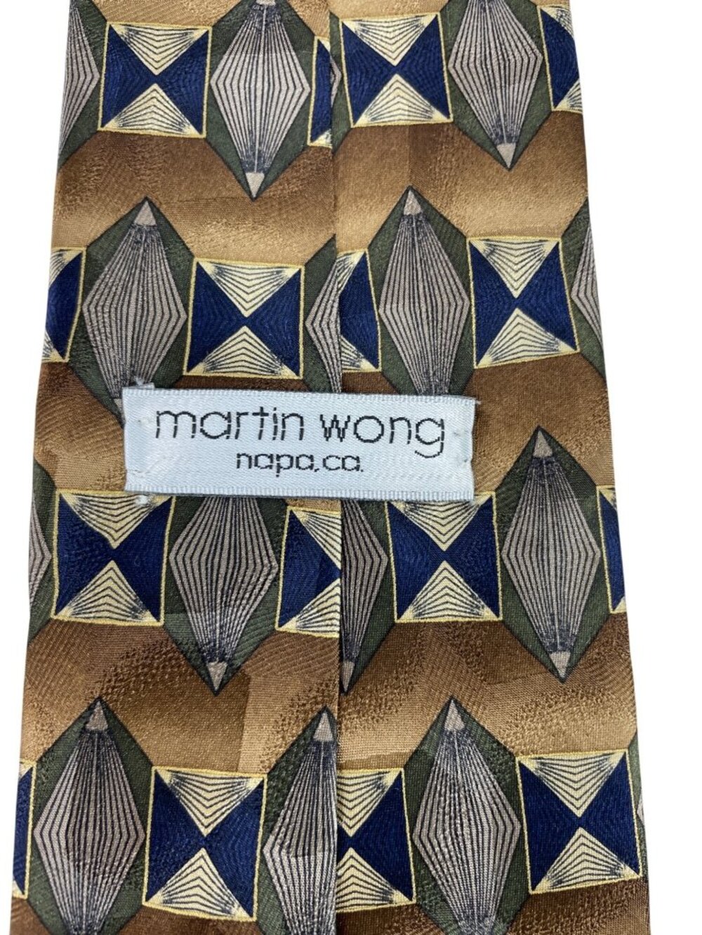 Martin Wong Multicolor Geometric Print 100% Silk Mens Tie Necktie - Picture 4 of 7